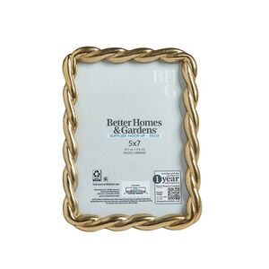 Better Homes & Gardens 5x7 Picture Frame – Gold Rope Metal Tabletop Photo Frame